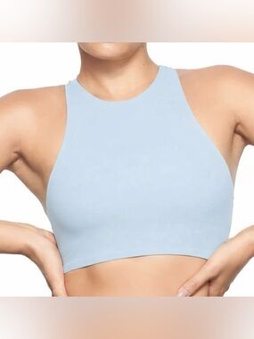 Skims Fits Everybody High Neck Racerback Bralette in Light Blue